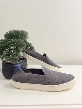 Rothy's sneakers women size 6.5 Gray Slip-On Sneakers with Blue Heel Accent